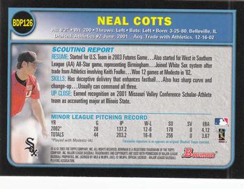 2003 Bowman Draft Picks & Prospects #BDP126 Neal Cotts Back