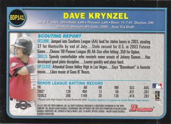 2003 Bowman Draft Picks & Prospects #BDP141 Dave Krynzel Back