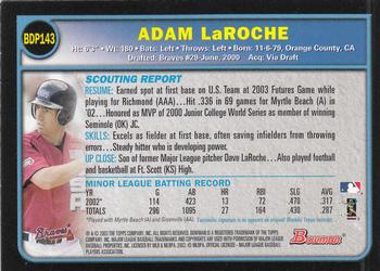2003 Bowman Draft Picks & Prospects #BDP143 Adam LaRoche Back