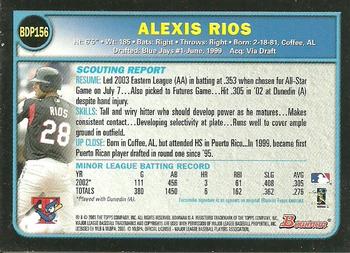 2003 Bowman Draft Picks & Prospects #BDP156 Alexis Rios Back