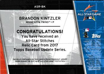 2017 Topps Update - All-Star Stitches Relics #ASR-BK Brandon Kintzler Back
