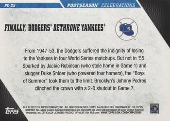 2017 Topps Update - Postseason Celebrations #PC-25 Brooklyn Dodgers Back