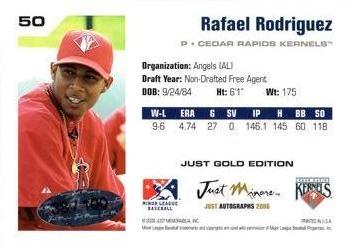 2006 Just Autographs - Gold #50 Rafael Rodriguez Back