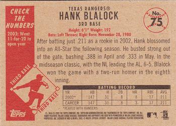 2003 Bowman Heritage #75 Hank Blalock Back