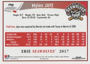 2017 Grandstand Erie SeaWolves #NNO Myles Jaye Back