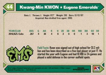2017 Grandstand Eugene Emeralds #NNO Kwang-Min Kwon Back