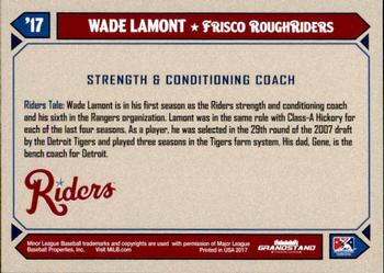 2017 Grandstand Frisco RoughRiders #15 Wade Lamont Back