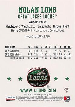 2017 Choice Great Lakes Loons #10 Nolan Long Back