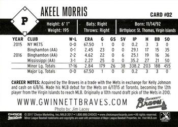 2017 Choice Gwinnett Braves #2 Akeel Morris Back