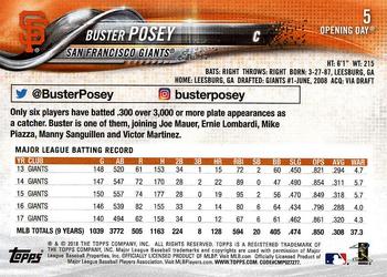 2018 Topps Opening Day #5 Buster Posey Back