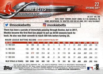 2018 Topps Opening Day #22 Mookie Betts Back