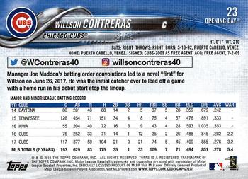 2018 Topps Opening Day #23 Willson Contreras Back