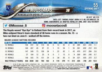 2018 Topps Opening Day #55 Mike Moustakas Back