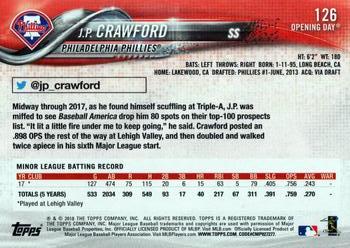 2018 Topps Opening Day #126 J.P. Crawford Back