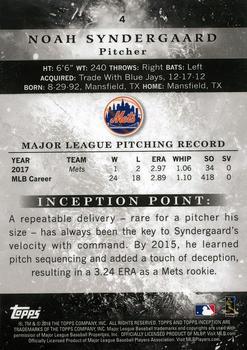 2018 Topps Inception #4 Noah Syndergaard Back