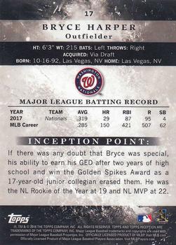 2018 Topps Inception #17 Bryce Harper Back