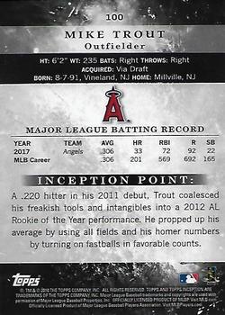 2018 Topps Inception #100 Mike Trout Back