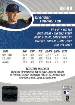 2003 Bowman's Best #BB-BH Brendan Harris Back
