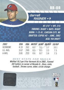2003 Bowman's Best #BB-DR Darrell Rasner Back