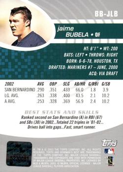 2003 Bowman's Best #BB-JLB Jaime Bubela Back