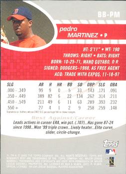 2003 Bowman's Best #BB-PM Pedro Martinez Back