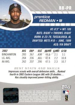 2003 Bowman's Best #BB-PR Prentice Redman Back