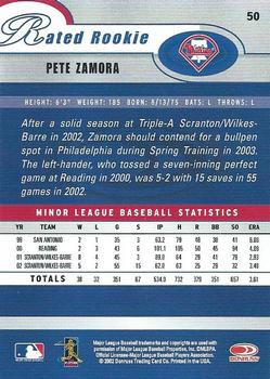 2003 Donruss #50 Pete Zamora Back