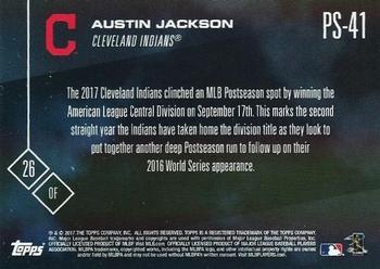 2017 Topps Now Postseason Cleveland Indians #PS-41 Austin Jackson Back