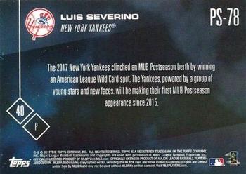 2017 Topps Now Postseason New York Yankees #PS-78 Luis Severino Back