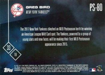 2017 Topps Now Postseason New York Yankees #PS-80 Greg Bird Back