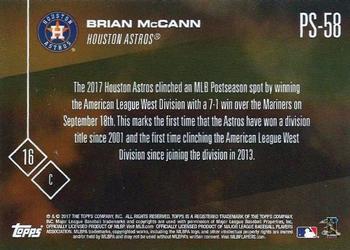 2017 Topps Now Postseason Houston Astros #PS-58 Brian McCann Back