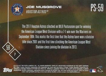 2017 Topps Now Postseason Houston Astros #PS-59 Joe Musgrove Back
