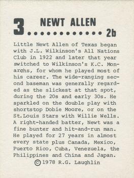1978 Laughlin Long-Ago Black Stars #3 Newt Allen Back