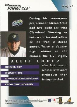 1998 Pinnacle Tampa Bay Devil Rays Team Pinnacle Collector's Edition #6 Albie Lopez Back