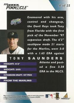 1998 Pinnacle Tampa Bay Devil Rays Team Pinnacle Collector's Edition #8 Tony Saunders Back