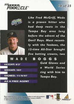 1998 Pinnacle Tampa Bay Devil Rays Team Pinnacle Collector's Edition #14 Wade Boggs Back