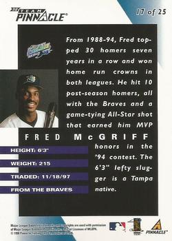 1998 Pinnacle Tampa Bay Devil Rays Team Pinnacle Collector's Edition #17 Fred McGriff Back