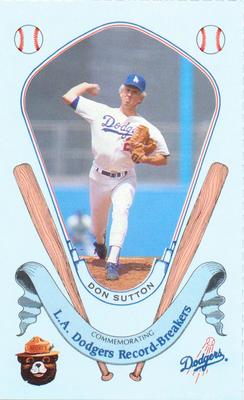 1988 Los Angeles Dodgers Record-Breakers Smokey #30 Don Sutton Front