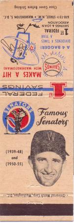 1960 Universal Match Famous Washington Senators #NNO Mickey Vernon Front