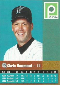 1995 Publix Florida Marlins #NNO Chris Hammond Back