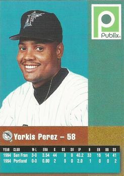 1995 Publix Florida Marlins #NNO Yorkis Perez Back