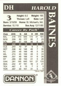 1996 Dannon Chicago White Sox #NNO Harold Baines Back