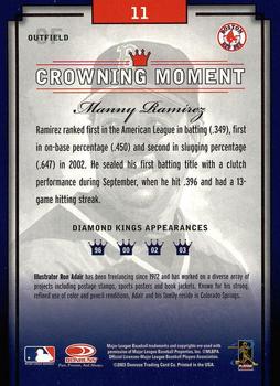 2003 Donruss Diamond Kings #11 Manny Ramirez Back