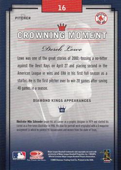 2003 Donruss Diamond Kings #16 Derek Lowe Back