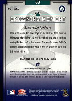 2003 Donruss Diamond Kings #63 Randy Winn Back