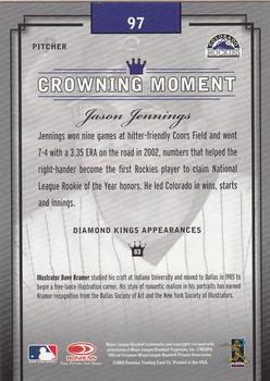 2003 Donruss Diamond Kings #97 Jason Jennings Back