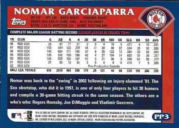 2003 Topps - Pre-Production #PP3 Nomar Garciaparra Back