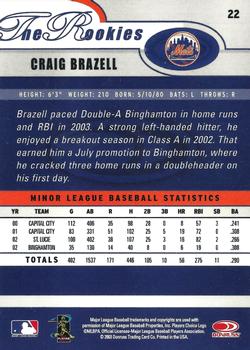 2003 Donruss/Leaf/Playoff (DLP) Rookies & Traded - 2003 Donruss Rookies & Traded #22 Craig Brazell Back