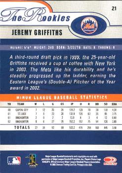 2003 Donruss/Leaf/Playoff (DLP) Rookies & Traded - 2003 Donruss Rookies & Traded #21 Jeremy Griffiths Back