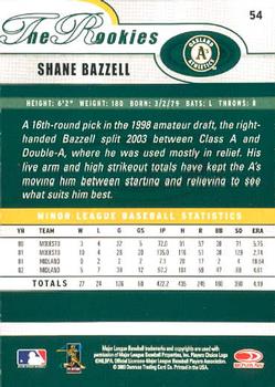 2003 Donruss/Leaf/Playoff (DLP) Rookies & Traded - 2003 Donruss Rookies & Traded #54 Shane Bazzell Back